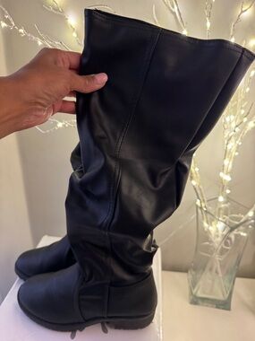Olivia Miller Black Over-the-Knee Faux Leather Boots
